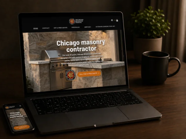 Finished site live on laptop